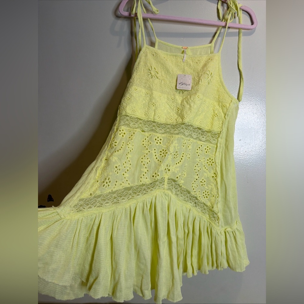 Free People Calipso Tank Longline Crochet Ruffles Tunic Coverup Dress L - Picture 6 of 8